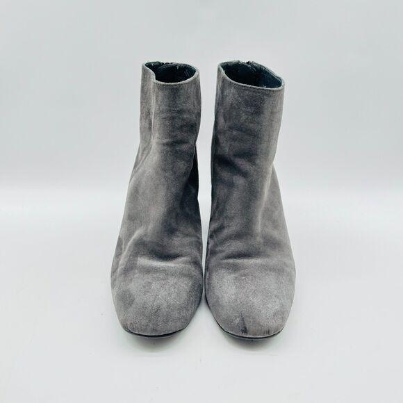 Stuart Weitzman Boots Womens 5.5 Gray Suede Ankle Bootie Block Heel Back Zip - Picture 9 of 12